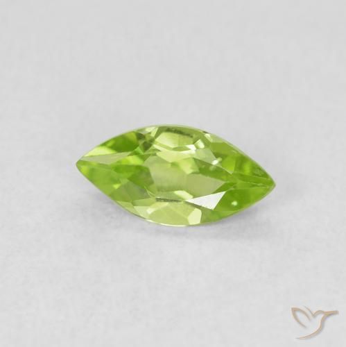 0.55 ct Green Peridot Stone, Natural Peridot in Marquise Facet Shape for Sale