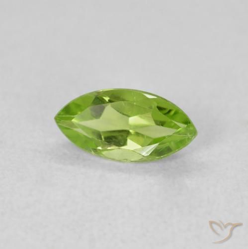 0.65 ct Green Peridot Stone, Natural Peridot in Marquise Facet Shape for Sale