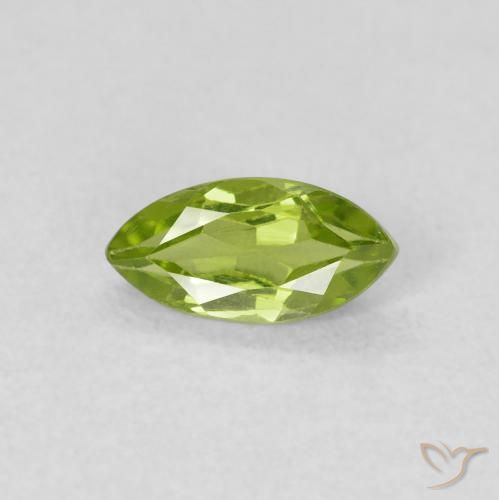 0.65ct Natural Medium Green Peridot, Marquise, VS
