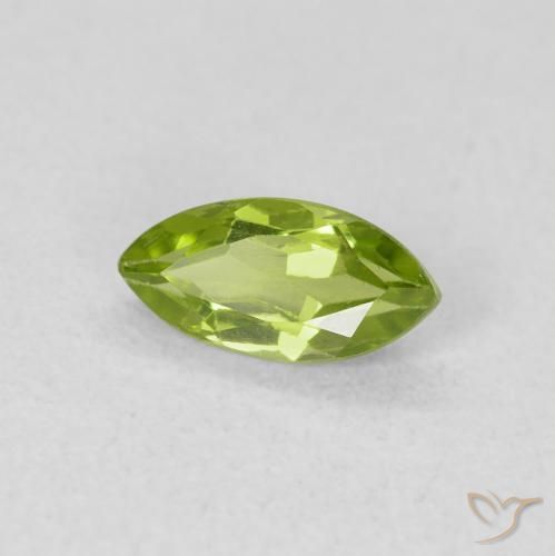 0.65 ct Green Peridot Stone, Natural Peridot in Marquise Facet Shape for Sale