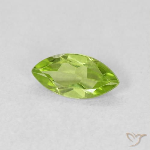 0.56 ct Green Peridot Stone, Natural Peridot in Marquise Facet Shape for Sale