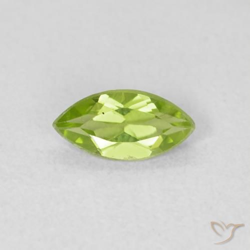 0.55ct Natural Light Lively Green Peridot, Marquise, VS