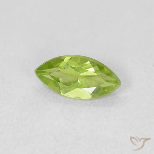 0.55 ct Green Peridot Stone, Natural Peridot in Marquise Facet Shape for Sale