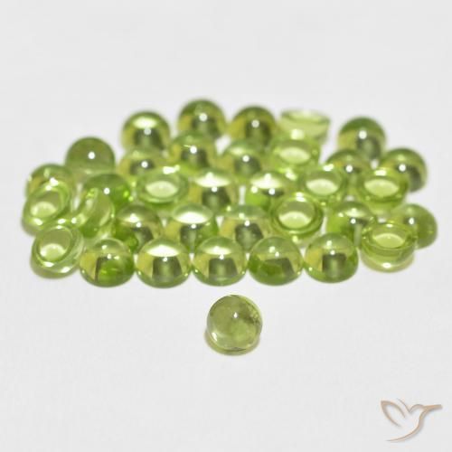 13.84 ctw Green Peridot Stones, Natural Peridot in Round Cabochon Shape for Sale