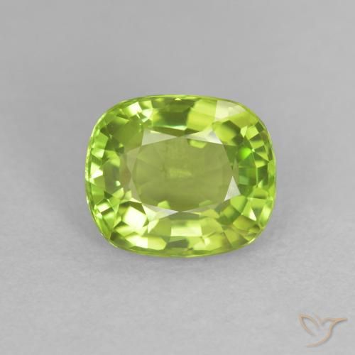 2.16ct Natural Yellowish Green Peridot, Cushion, VS