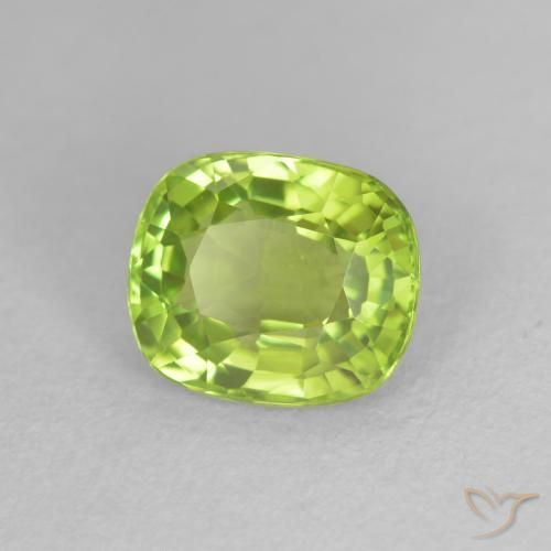 2.16 ct Green Peridot Stone, Natural Peridot in Cushion-Cut Shape for Sale