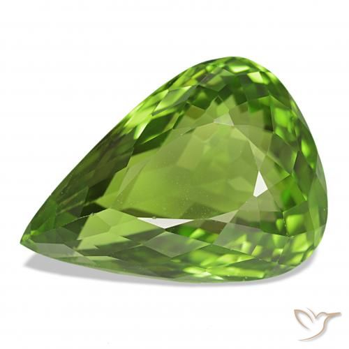 11.98 ct Green Peridot Gemstone, Peridot Gem in Pear Facet Shape for Sale.