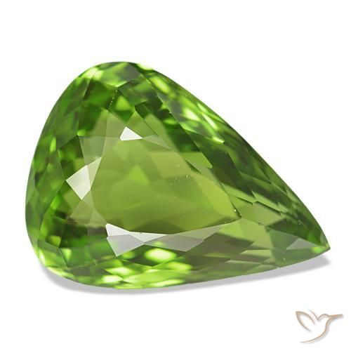 11.98 ct Green Peridot Stone, Natural Peridot in Pear Facet Shape for Sale