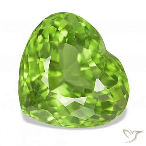 6.28ct Medium Green Peridot, Heart, VVS-VS