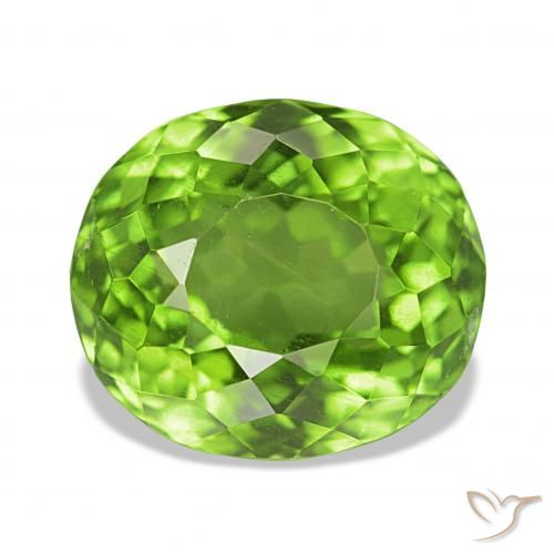 7.00 ct Green Peridot Gemstone, Peridot Gem in Oval Portuguese-Cut Shape for Sale.