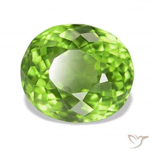 7.00 ct Green Peridot Stone, Natural Peridot in Oval Portuguese-Cut Shape for Sale