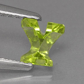 0.46 ct Green Peridot Stone, Natural Peridot in Fancy Letter Shape for Sale