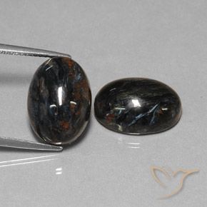 13.25 ctw Black Pietersite Stones, Natural Pietersite in Oval Cabochon Shape for Sale