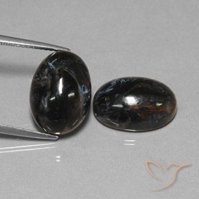 12.75 ctw Black Pietersite Stones, Natural Pietersite in Oval Cabochon Shape for Sale
