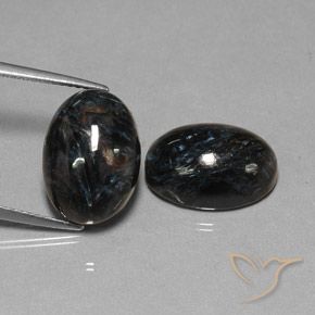 13.21 ctw Black Pietersite Stones, Natural Pietersite in Oval Cabochon Shape for Sale