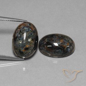 12.85 ctw Black Pietersite Stones, Natural Pietersite in Oval Cabochon Shape for Sale