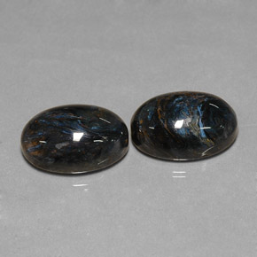 12.70 ctw Black Pietersite Stones, Natural Pietersite in Oval Cabochon Shape for Sale