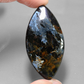 46.20 ct Multicolor Pietersite Gemstone, Pietersite Gem in Marquise Cabochon Shape for Sale.