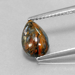 1.11 ct Multicolor Pietersite Gemstone, Pietersite Gem in Pear Cabochon Shape for Sale.