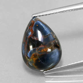 4.76 ct Multicolor Pietersite Gemstone, Pietersite Gem in Pear Cabochon Shape for Sale.