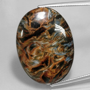 30.96 ct Multicolor Pietersite Gemstone, Pietersite Gem in Oval Cabochon Shape for Sale.