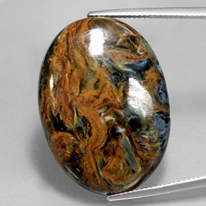 31.58 ct Multicolor Pietersite Gemstone, Pietersite Gem in Oval Cabochon Shape for Sale.