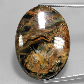 32.92 ct Multicolor Pietersite Gemstone, Pietersite Gem in Oval Cabochon Shape for Sale.