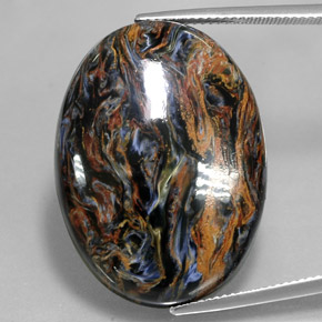 36.77 ct Multicolor Pietersite Gemstone, Pietersite Gem in Oval Cabochon Shape for Sale.