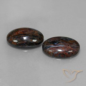 16.77 ctw Black Pietersite Stones, Natural Pietersite in Oval Cabochon Shape for Sale