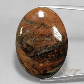 30,2 x 22,2mm mehrfarbiger Pietersite im Oval-Cabochon Schliff aus Namibia, Gewicht 25,96 ct, Garantiert echter Edelstein in Opaque Reinheit, 1 Stück Pietersite - die Farbe ist Mehrfarbig, Mohs-Härte von 6,5 - 7 Geeignet für den täglichen Gebrauch im Schmuck, Photo A