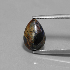 2.07 ct Multicolor Pietersite Gemstone, Pietersite Gem in Pear Cabochon Shape for Sale.