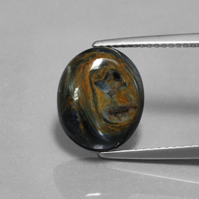 4.34 ct Multicolor Pietersite Gemstone, Pietersite Gem in Oval Cabochon Shape for Sale.