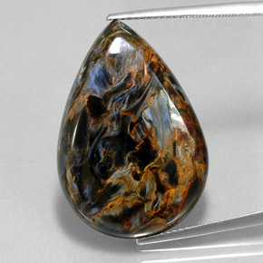 23.64 ct Multicolor Pietersite Gemstone, Pietersite Gem in Pear Cabochon Shape for Sale.