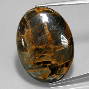 30.34 ct Blue Pietersite Gemstone, Pietersite Gem in Oval Cabochon Shape for Sale.