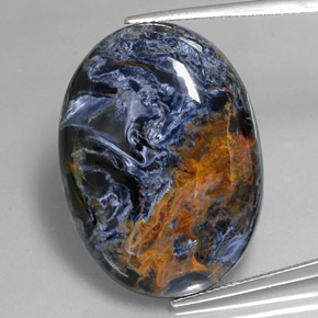 37.83 ct Multicolor Pietersite Gemstone, Pietersite Gem in Oval Cabochon Shape for Sale.