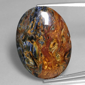 22.91 ct Multicolor Pietersite Gemstone, Pietersite Gem in Oval Cabochon Shape for Sale.