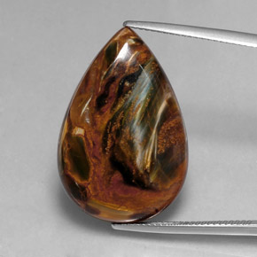 19.86 ct Multicolor Pietersite Gemstone, Pietersite Gem in Pear Cabochon Shape for Sale.