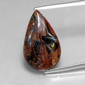 4.92 ct Multicolor Pietersite Gemstone, Pietersite Gem in Pear Cabochon Shape for Sale.