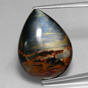 20.63 ct Multicolor Pietersite Gemstone, Pietersite Gem in Pear Cabochon Shape for Sale.