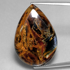 21.25 ct Multicolor Pietersite Gemstone, Pietersite Gem in Pear Cabochon Shape for Sale.