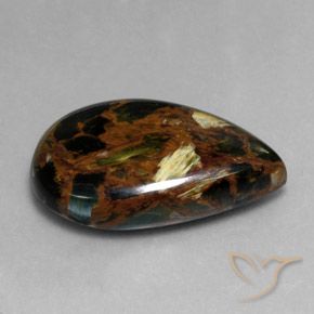 28.16 ct Multicolor Pietersite Stone, Natural Pietersite in Pear Cabochon Shape for Sale