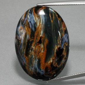 32.61 ct Blue Pietersite Gemstone, Pietersite Gem in Oval Cabochon Shape for Sale.