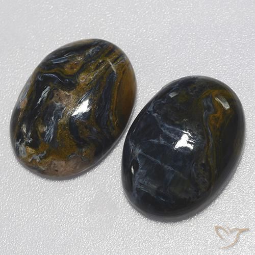 18.62 ctw Multicolor Pietersite Stones, Natural Pietersite in Oval Cabochon Shape for Sale