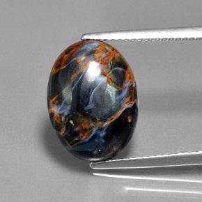 5.42 ct Multicolor Pietersite Gemstone, Pietersite Gem in Oval Cabochon Shape for Sale.