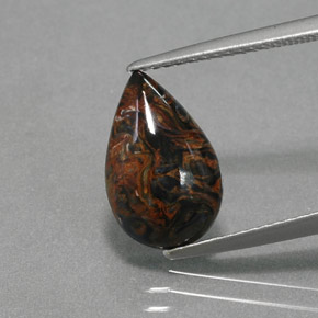 2.14 ct Multicolor Pietersite Gemstone, Pietersite Gem in Pear Cabochon Shape for Sale.