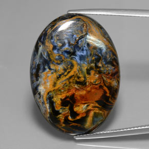 24.42 ct Multicolor Pietersite Gemstone, Pietersite Gem in Oval Cabochon Shape for Sale.