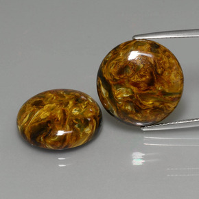 27.18 ct Multicolor Pietersite Gemstone, Pietersite Gem in Round Cabochon Shape for Sale.