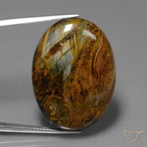 34,18 ct ovaler mehrfarbiger Pietersite aus Namibia, Größe 20,2 x 22,2mm, Garantiert natürlicher Edelstein, Opaque Reinheit, 1 Stück Pietersite in Mehrfarbig Farbe, Mohs-Härte von 6,5 - 7 Geeignet für den täglichen Gebrauch im Schmuck, Photo A