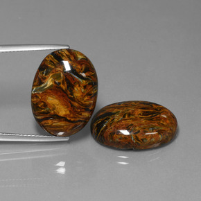 26.37 ctw Multicolor Pietersite Gemstones, Pietersite Gems in Oval Cabochon Shape for Sale.