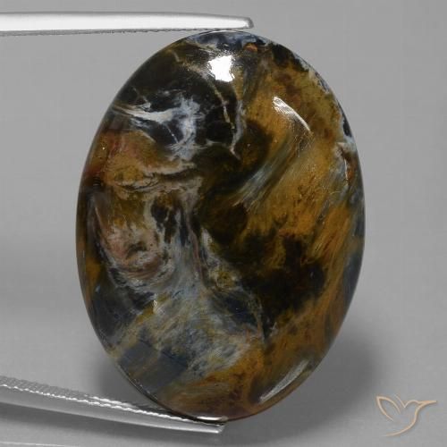 Pietersite Multicolore Ovale 30,3 x 22,3mm de Namibie, poids de 33,9 ct, pierre gemme naturelle Non traité de pureté Opaque , 1 pièce Pietersite oval cabochon, couleur : Multicolore, dureté de Mohs de 6.5 à 7 convient aux bijoux de tous les jours, pierre de sagesse, Photo A